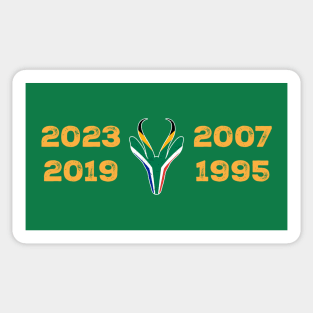 South Africa Four Time World Rugby Champs Vintage T-Shirt | Springbok Head & Flag 2023 2019 2007 1995 | Nou Gaan Ons Braai | Lekker Sticker